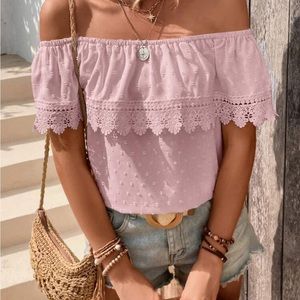 NWOT Shein Pink Off Shoulder Top Sz XL